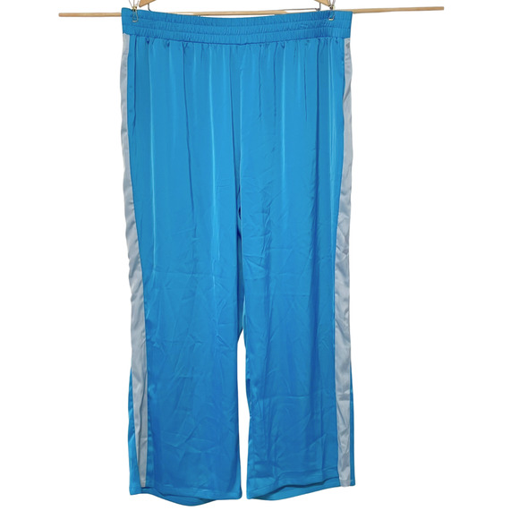 Nina Parker x Macy's Plus Sz 3X Blue Colorblocked Woven Pants Silky Casual New - Picture 1 of 10